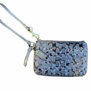 Coach Signature gray sequin Wristlet